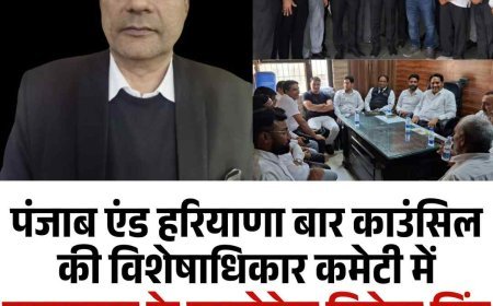 पंजाब एंड हरियाणा बार काउंसिल की विशेषाधिकार कमेटी में समालखा के एडवोकेट जितेन्द्र सिंह बल्ली बने कोप्टेड सदस्य