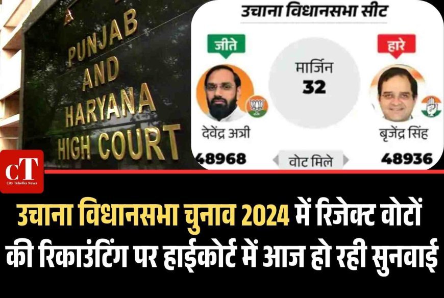 उचाना विधानसभा चुनाव 2024 में रिजेक्ट वोटों की रिकाउंटिंग पर हाईकोर्ट में आज सुनवाई
