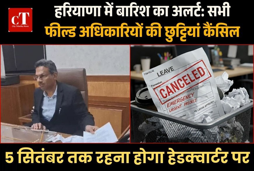 हरियाणा में बारिश का अलर्ट: सभी फील्ड अधिकारियों की छुट्टियां कैंसिल, 5 सितंबर तक रहना होगा हेडक्वार्टर पर