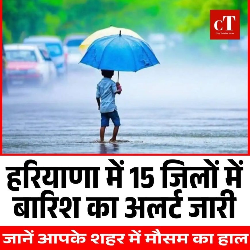 हरियाणा में 15 जिलों में बारिश का अलर्ट जारी, जानें आपके शहर में मौसम का हाल