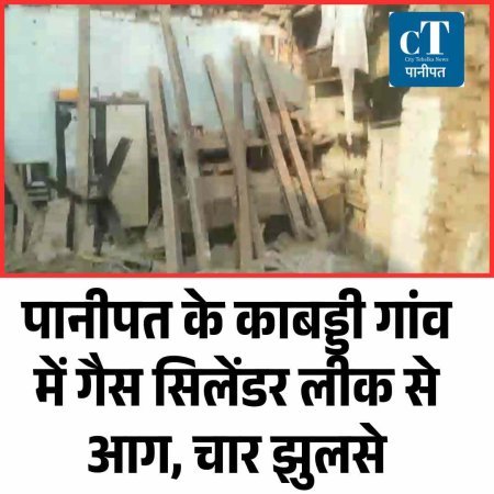 पानीपत के काबड्डी गांव में गैस सिलेंडर लीक से आग, चार झुलसे