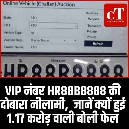 VIP नंबर HR88B8888 की दोबारा नीलामी, 1.17 करोड़ वाली बोली फेल