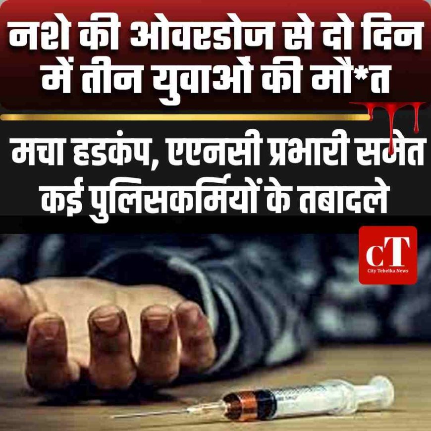 नशे की ओवरडोज से दो दिन में तीन युवाओं की मौत, मचा हडकंप, एएनसी प्रभारी समेत कई पुलिसकर्मियों के तबादले