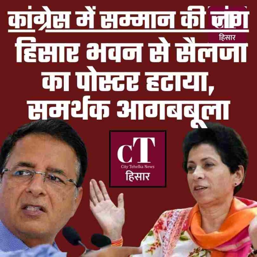 कांग्रेस में सम्मान की जंग: हिसार भवन से सैलजा का पोस्टर हटाया, समर्थक आगबबूला