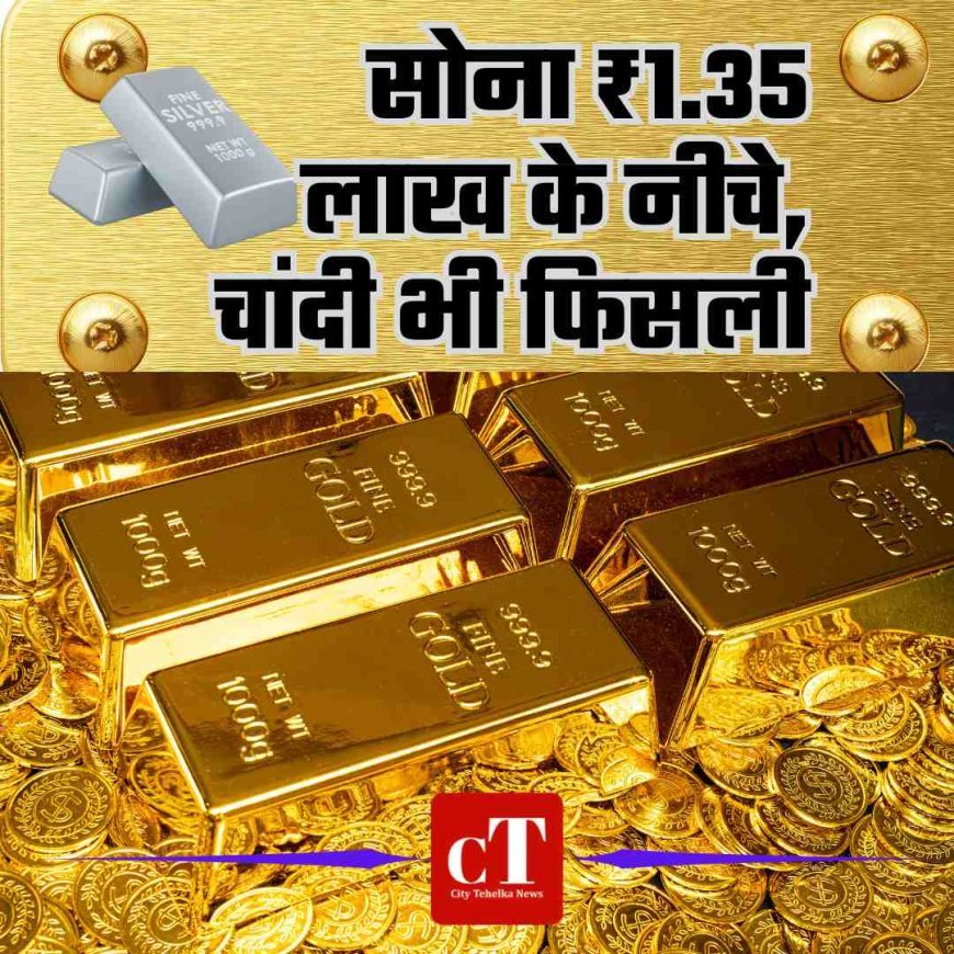 सोना ₹1.35 लाख के नीचे, चांदी भी फिसली