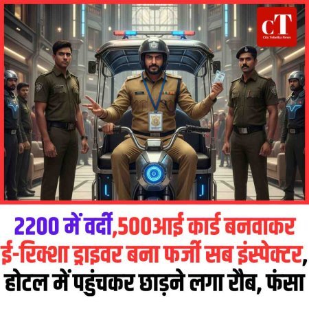 2200 में वर्दी,500आई कार्ड बनवाकर ई-रिक्शा ड्राइवर बना फर्जी सब इंस्पेक्टर, होटल में पहुंचकर छाड़ने लगा रौब, फंसा