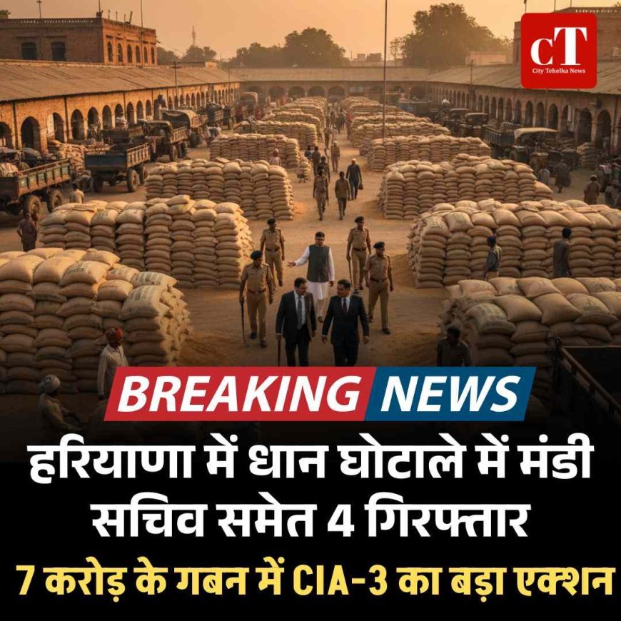 हरियाणा में धान घोटाले में मंडी सचिव समेत 4 गिरफ्तार, 7 करोड़ के गबन में CIA-3 का बड़ा एक्शन