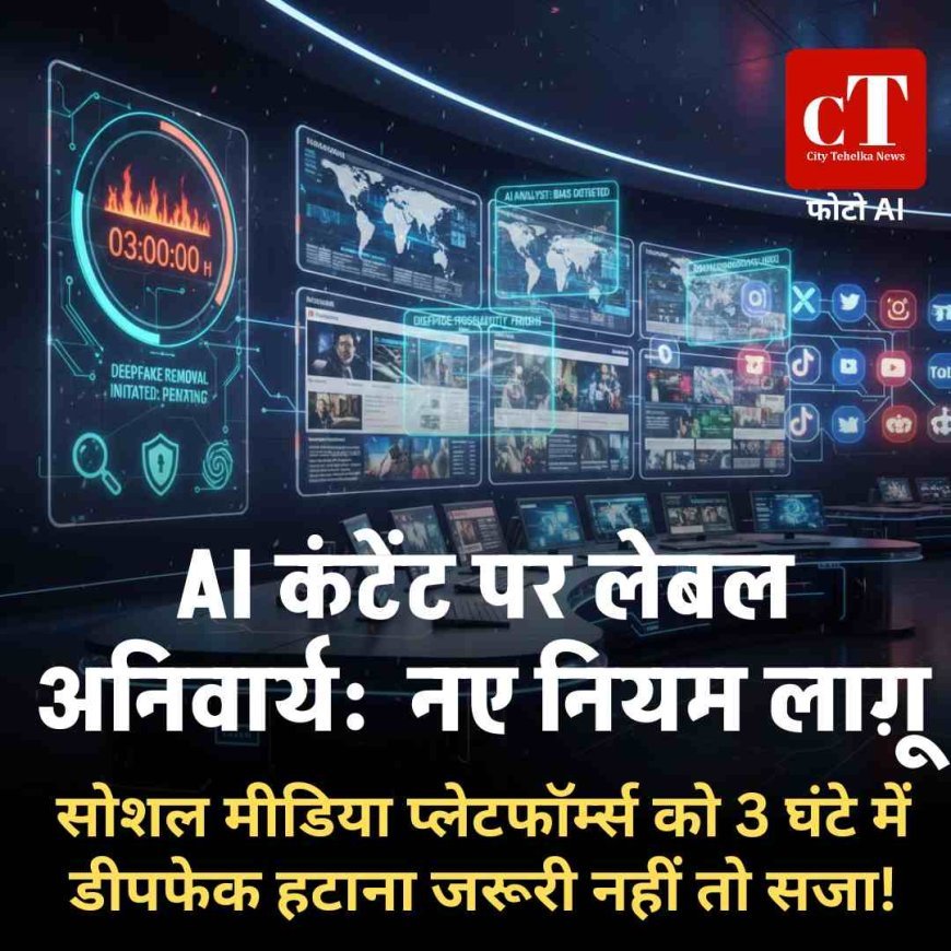 AI कंटेंट पर लेबल अनिवार्य:  नए नियम लागू़, सोशल मीडिया प्लेटफॉर्म्स को 3 घंटे में डीपफेक हटाना जरूरी नहीं तो कार्रवाई्र