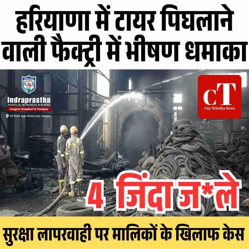 हरियाणा  में टायर पिघलाने वाली फैक्ट्री में भीषण धमाका: 4 श्रमिक जिंदा जले, सुरक्षा लापरवाही पर मालिकों के खिलाफ केस